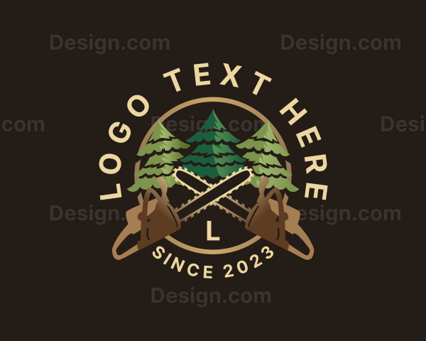 Pine Chainsaw Logging Logo