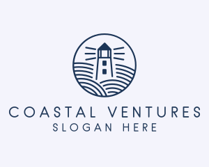 Ocean Waves Lighthouse logo design