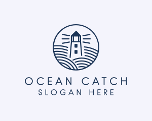 Ocean Waves Lighthouse logo design