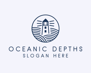 Ocean Waves Lighthouse logo design