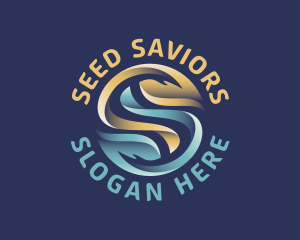 Eco Leaf Hands Letter S logo design