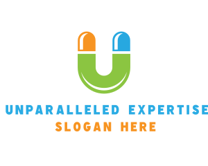 Medical Pill Letter U logo design