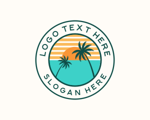 Tropical Coconut Tree Sun logo