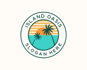 Tropical Coconut Tree Sun logo