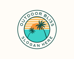 Tropical Coconut Tree Sun logo design