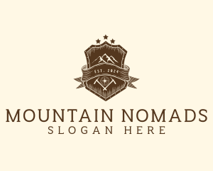 Mountain Pickaxe Compass logo design