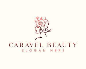 Woman Cosmetic Beauty Leaf  logo design