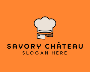 Chef Hat Chopping Knife logo design