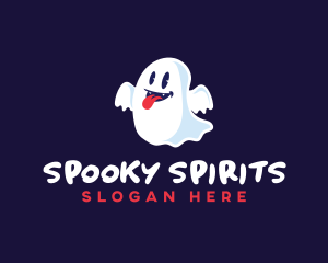 Tongue Ghost Halloween logo design