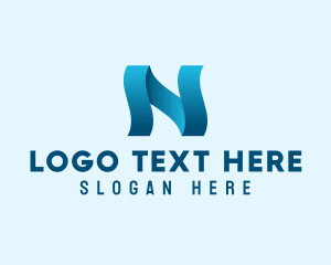 Wavy Digital Letter N logo design