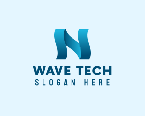 Wavy Digital Letter N logo