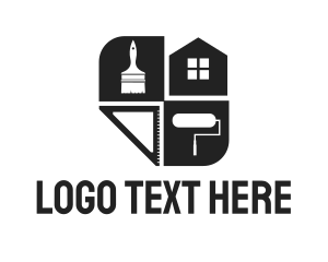 Construction House Paintbrush logo design
