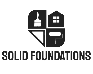 Construction House Paintbrush logo