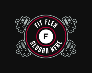 Fitness Workout Barbell logo design