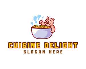 Pork Noodles Tub logo design