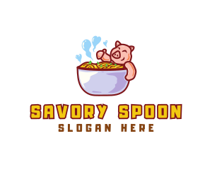 Pork Noodles Tub logo design