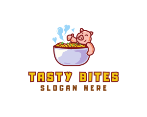 Pork Noodles Tub logo design