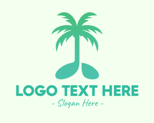 Song - Teal Coconut Tree Music Note logo design