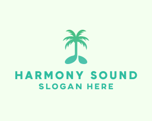 Teal Coconut Tree Music Note logo