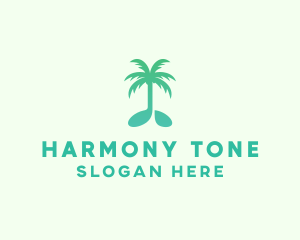 Teal Coconut Tree Music Note logo