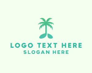 Melody - Teal Coconut Tree Music Note logo design