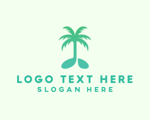 Teal Coconut Tree Music Note logo