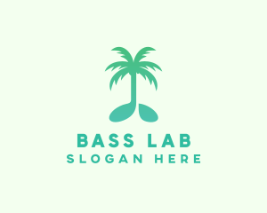 Teal Coconut Tree Music Note logo design