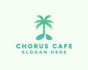 Teal Coconut Tree Music Note logo