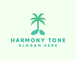 Teal Coconut Tree Music Note logo design