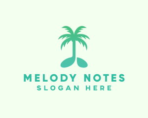 Teal Coconut Tree Music Note logo design