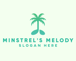 Teal Coconut Tree Music Note logo design