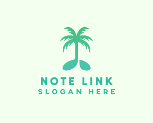 Teal Coconut Tree Music Note logo design