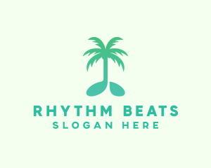 Teal Coconut Tree Music Note logo design