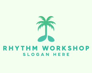 Teal Coconut Tree Music Note logo