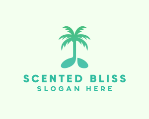 Teal Coconut Tree Music Note logo design