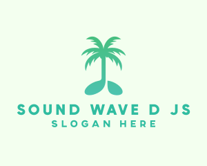 Teal Coconut Tree Music Note logo design