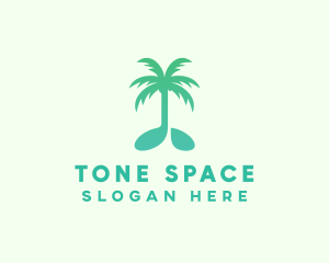 Teal Coconut Tree Music Note logo