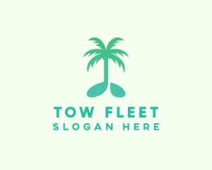 Teal Coconut Tree Music Note logo design