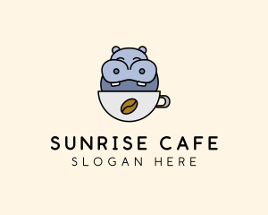 Cute Hippo Cafe  logo design