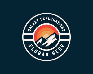 Retro Mountain Hiking logo design