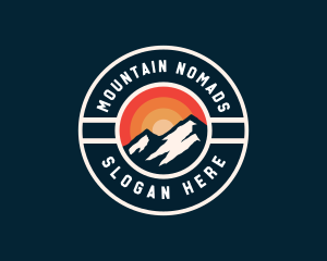 Retro Mountain Hiking logo design