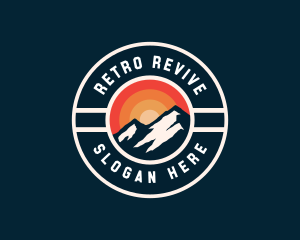 Retro Mountain Hiking logo design