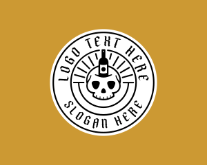 Hipster Skull Liquor Logo