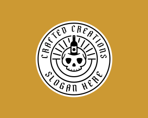 Hipster Skull Liquor logo design