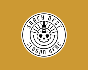 Hipster Skull Liquor logo design