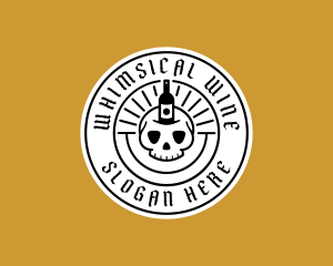 Hipster Skull Liquor logo design