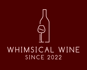 Minimalist Wine Bottle Glass logo design