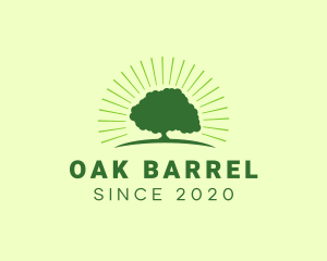 Green Bright Oak Tree logo design