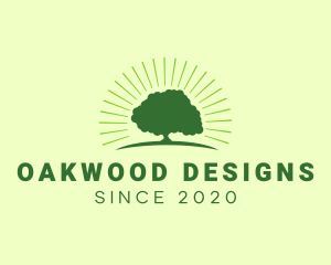 Green Bright Oak Tree logo design