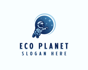 Astronaut  Moon Planet logo design